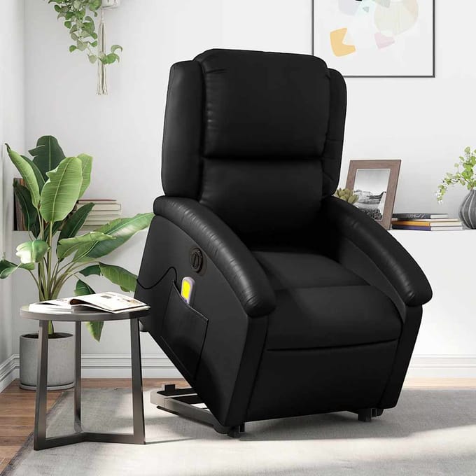 vidaXL - Sta-op-massagestoel - elektrisch - kunstleer - zwart
