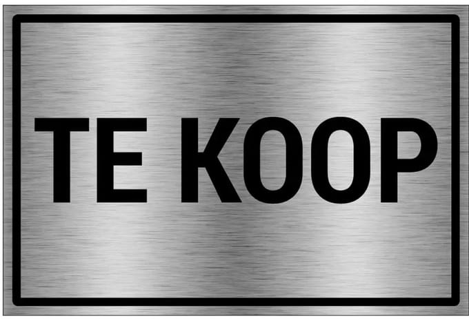 Te koop bord - gecoat brushed aluminium - grijs zwart | 45 x 30 cm