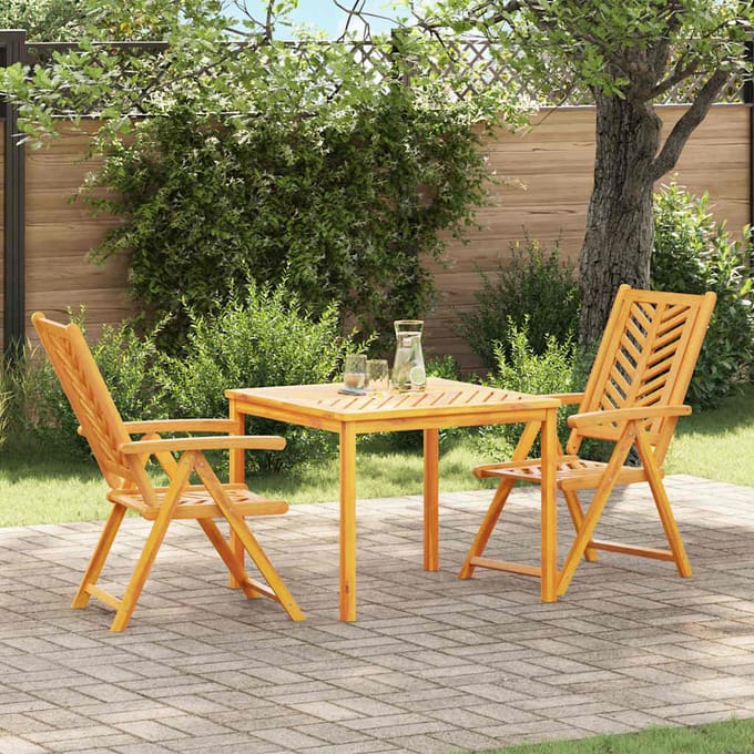 vidaXL Tuin Eettafel Set 3 pcs Bruin Massief Acacia Hout