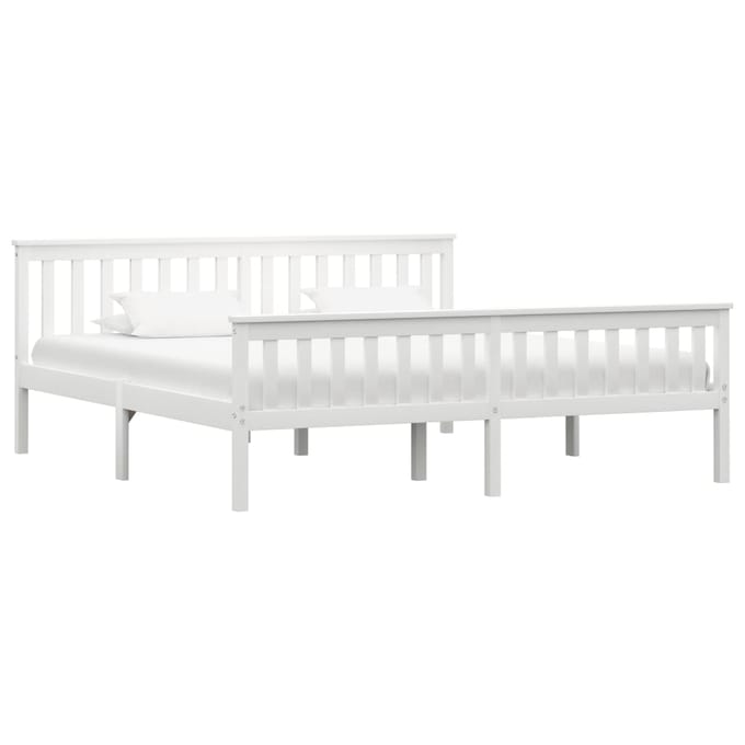 vidaXL - Bedframe - massief - grenenhout - wit - 180x200 - cm