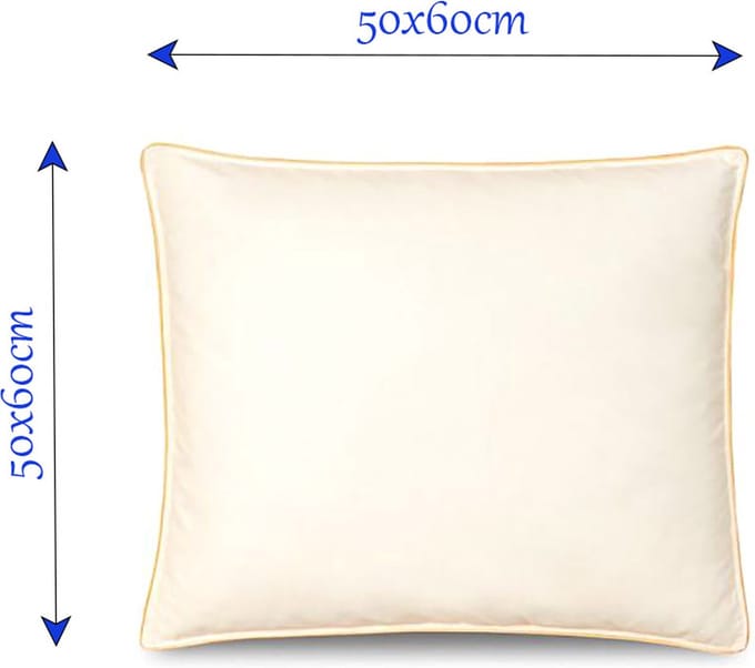 Ganzendons Kussen – 50x60cmcm – 1.0kg Vulling – 100% Katoenen Tijk - Satijnen Bies – Kleur Crème – Medium Stevig