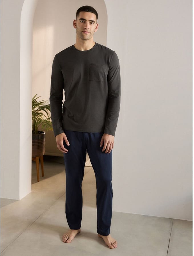 Next - Heren - Jersey pyjamaset met lange mouwen - Grijs