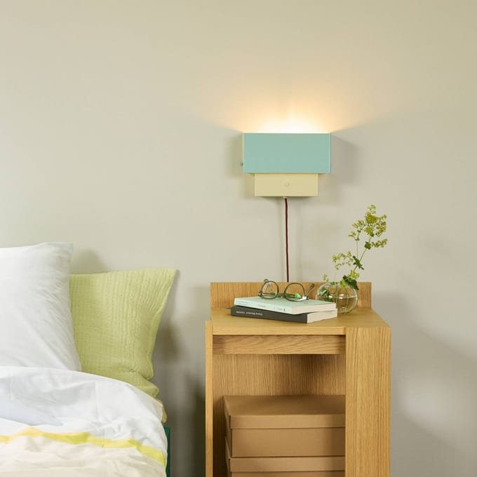 Hübsch Wandlamp ART, blauw/zandkleurig, breedte 22 cm, ijzer