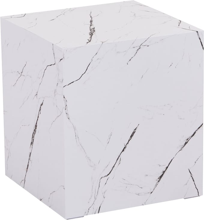 Bijzettafel Ellelu rechthoekig 45x40x40 cm marmerlook wit [en.casa]