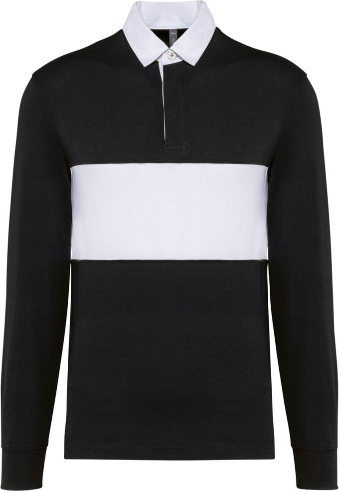 PROACT® Rugbypolo met lange mouwen PA429 - Black / White - L