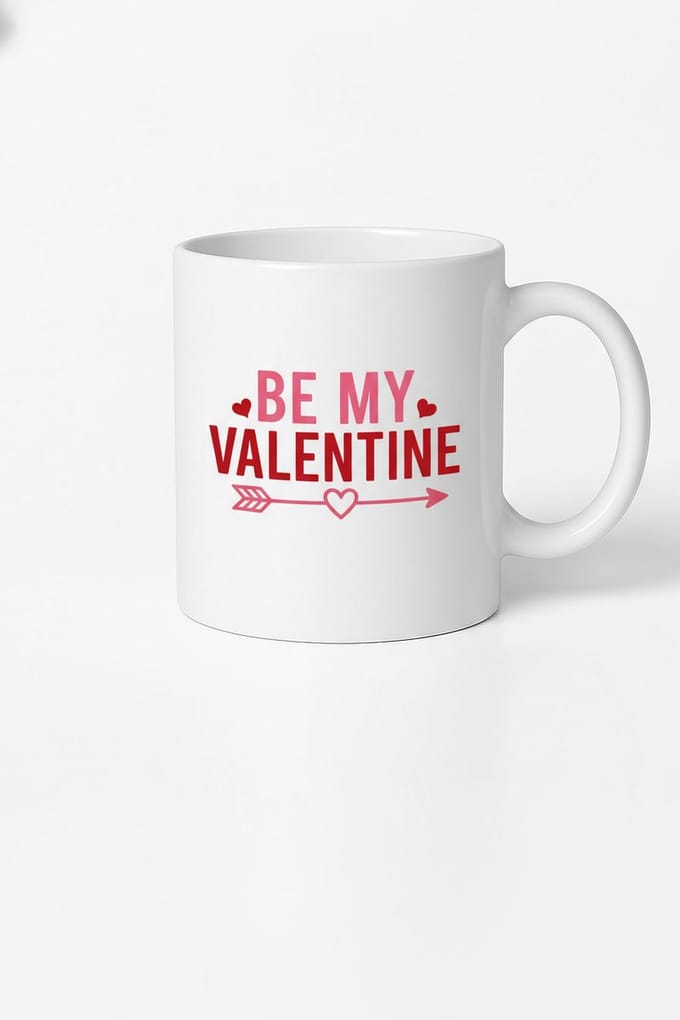 Valentijn Mok "Be My Valentine" - Romantisch Cadeau met Hartjes en Pijl