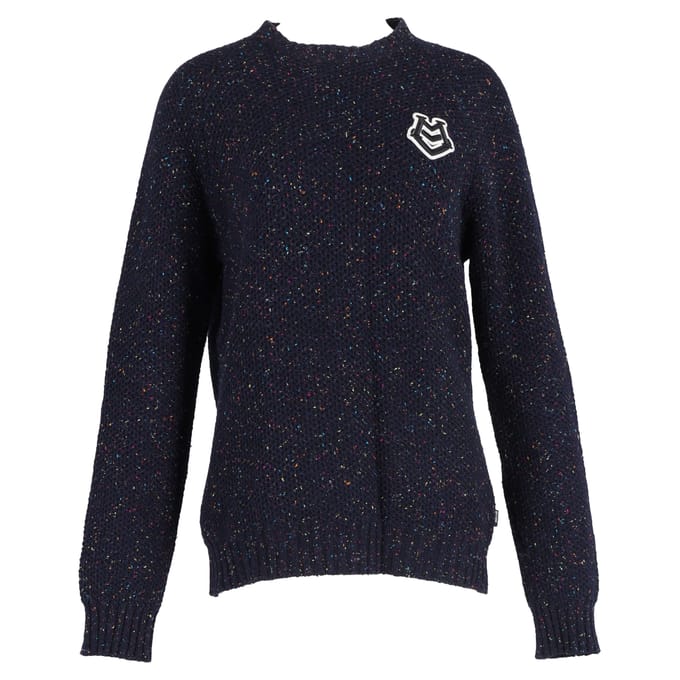 Moschino Logo Patchesweater in Navyblauwe Wol