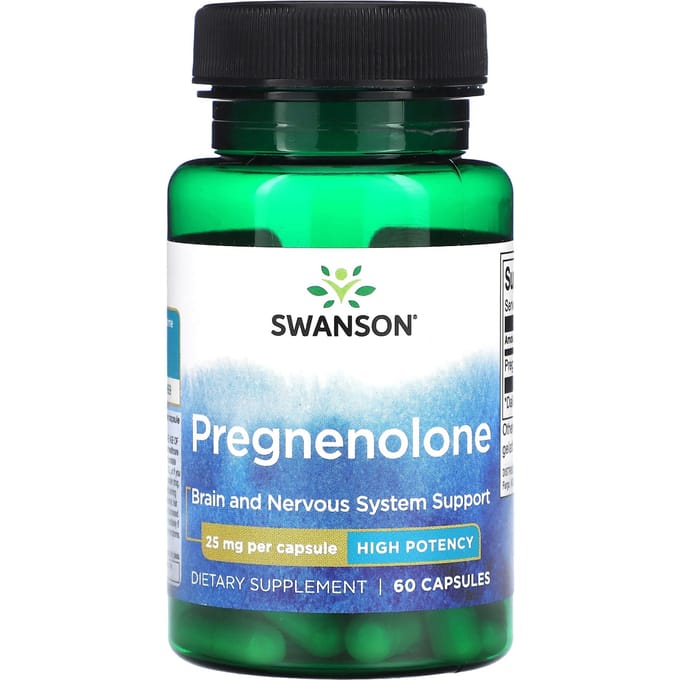 Pregnenolon, Hoge Potentie, 25 mg, 60 capsules