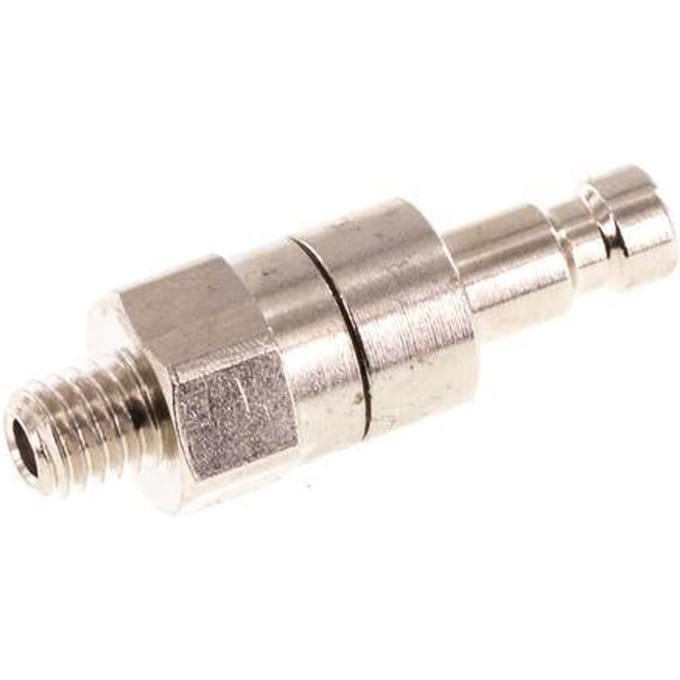 Vernikkeld Messing DN 2.7 (Micro) Luchtkoppeling Insteeknippel M5 Buitendraad Double Shut-Off - CLP2-M-BN-SV-5