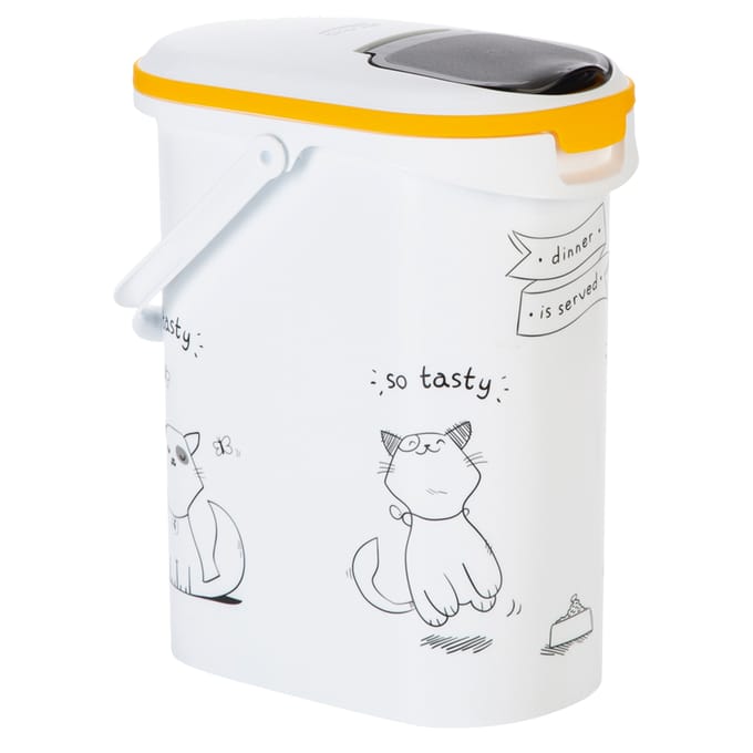 Curver Voedselcontainer Kat - 10L - 4KG - 19x30x35cm - Wit/Geel/Zwart