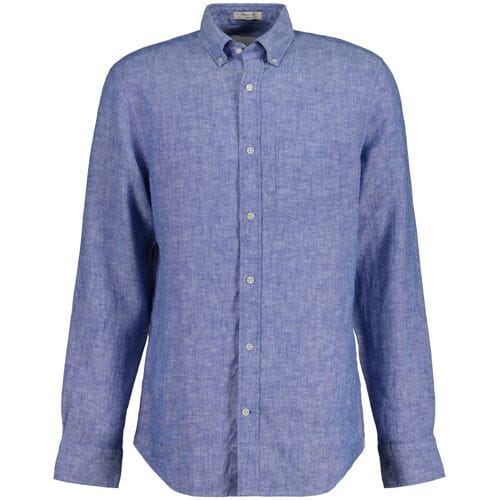 Gant Overhemd Uni Color Linnen Button Down Rich Blue / male