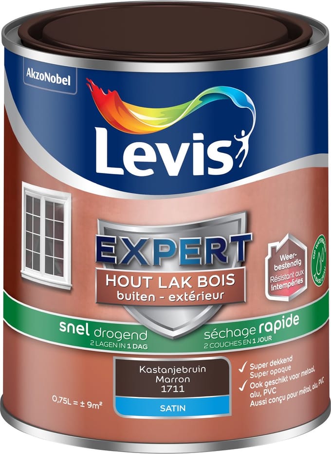 Levis - Expert Hout Lak Buiten Sneldrogend Satin - Kastanjebruin - 750 Ml
