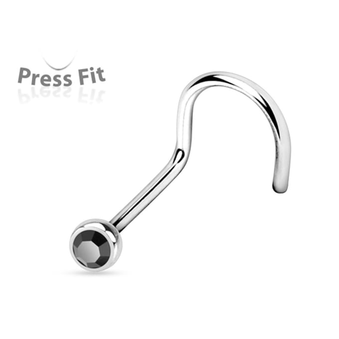 Neuspiercing U-bocht steen press fit 0.8x6x2.5 - zwart - LMPiercings