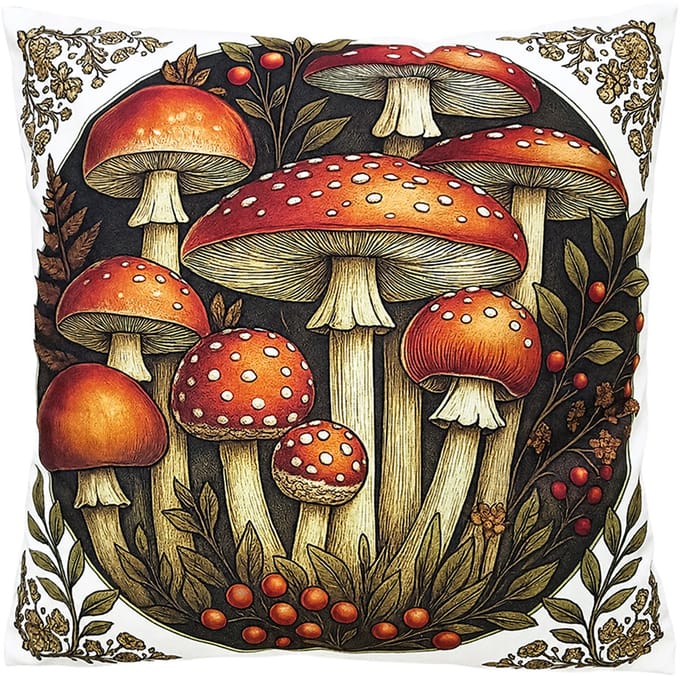 Clayre & Eef Sierkussen 45x45 cm Beige Polyester Paddenstoelen