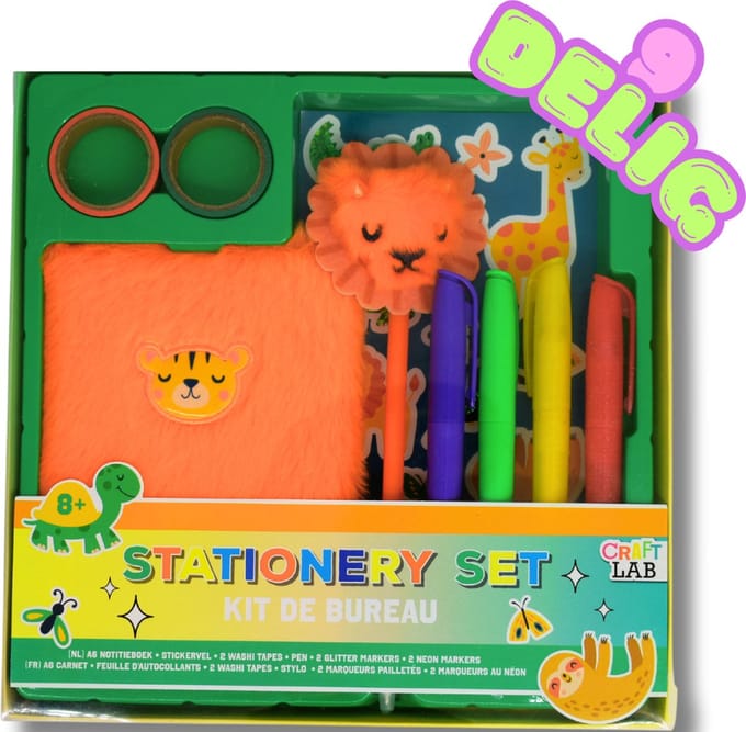 Craft Lab School Schrijfwaren Set - 9-Delige Pluche Schoolset voor Kinderen