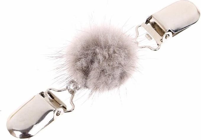 Fako Bijoux® - Vestsluiting - Vestclip - Sjaalspeld - Vestklem - Bontje - Grijs