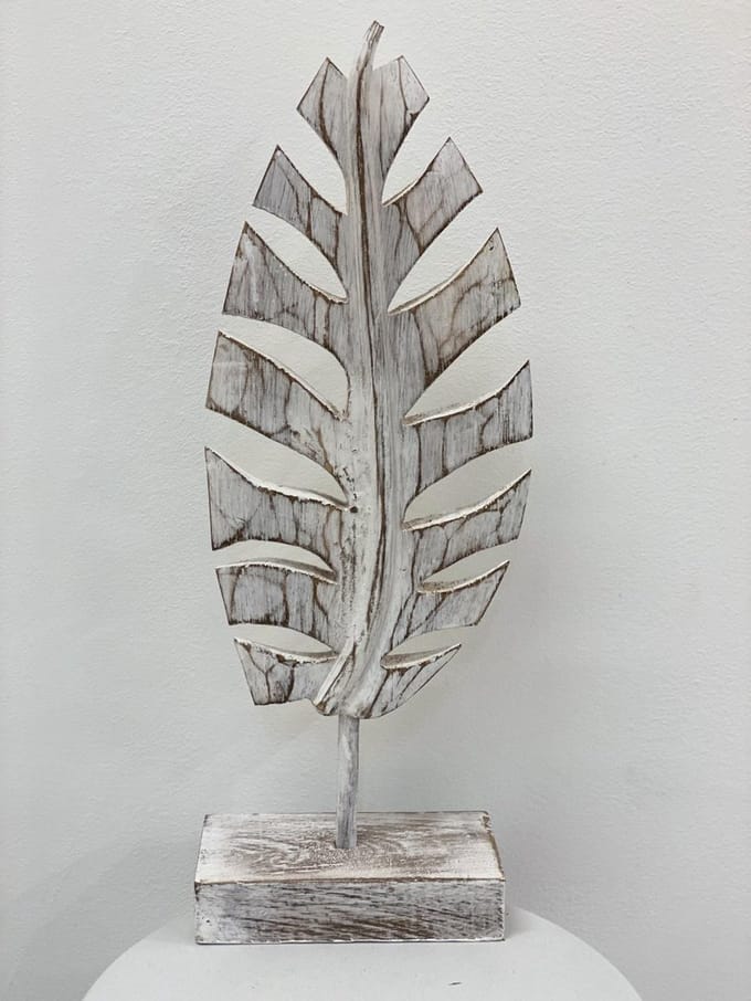 blad/Veer 53cm antique white hout