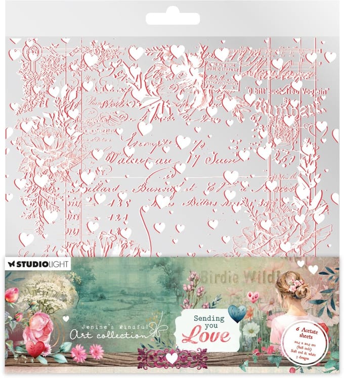Acetate sheets White & soft red - JMA Sending you love nr. 12