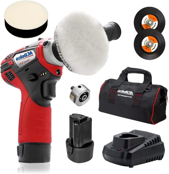 Mini Polijstmachine - Auto Buffer - Detailing Auto - Draadloos Ontwerp - 75mm - Rood