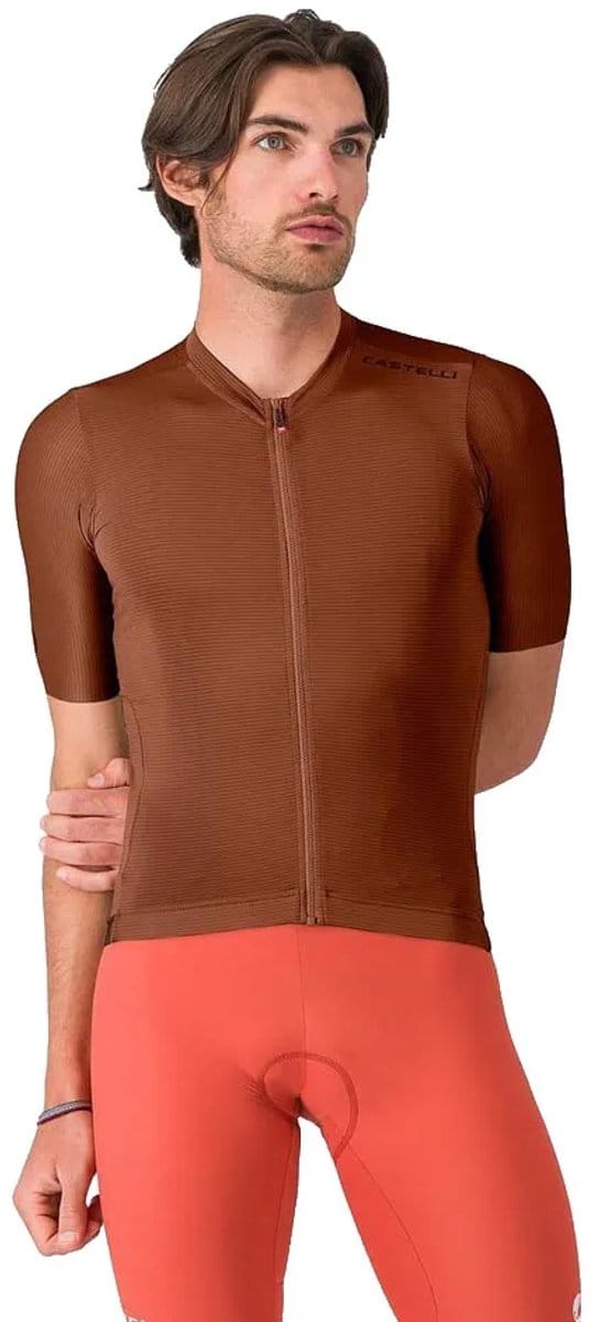 Castelli Espresso 2 Korte Mouw Wielertrui Bruin S Man