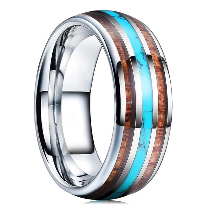 Mode 8MM Goudkleur RVS Ringen Voor Mannen Gewelfd Groen Abalone Schelp Inleg Ringen Bruiloft Verloving Sieraden Cadeau 10 gray