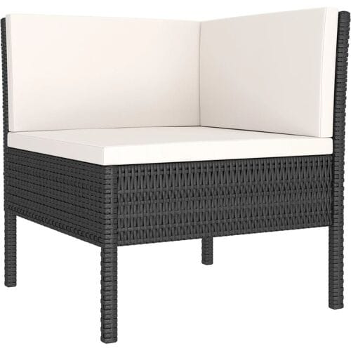 vidaXL - 6-delige - Loungeset - met - kussens - poly - rattan - zwart