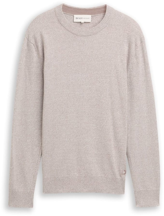 Tom Tailor Denim - Basic gebreide trui van katoen - Maat XXL - greyish brown white mouline