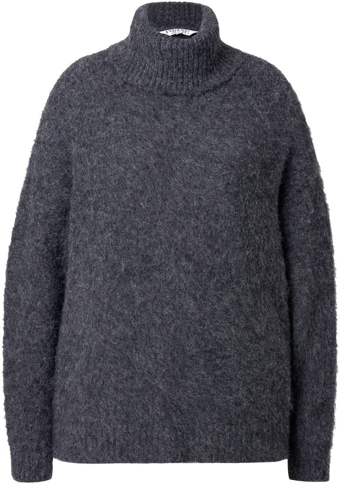 Studio Untold - Dames - Coltrui oversized hairy breisel - Donkergrijze melange - Maat 54+