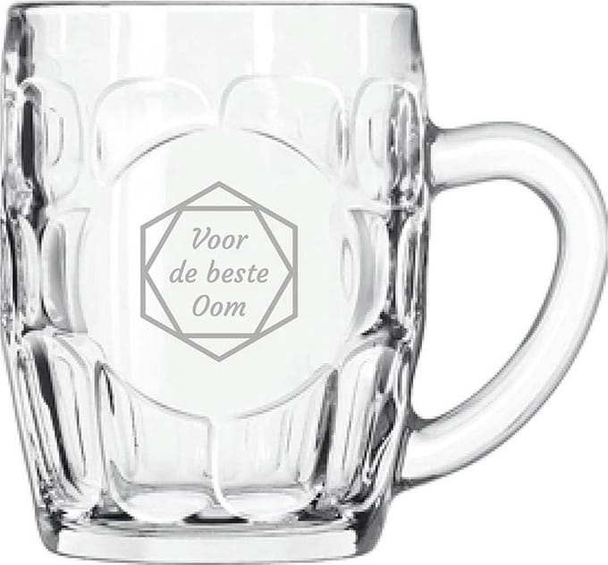 Gegraveerde Bierpul 55cl voor de beste Oom in hexagon