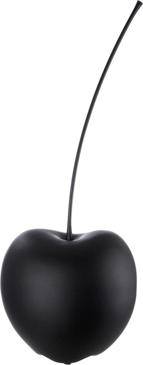 Sculptuur - Beeld - "Celebration" Kers - Zwart - Decoratief Figuur - Fruit - Diameter 17 cm - H 42 cm