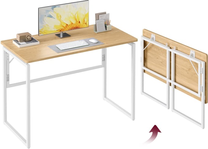 VASAGLE - Bureau - Klaptafel met Afgeronde Hoeken - Ruimtebesparend voor Slaapkamer