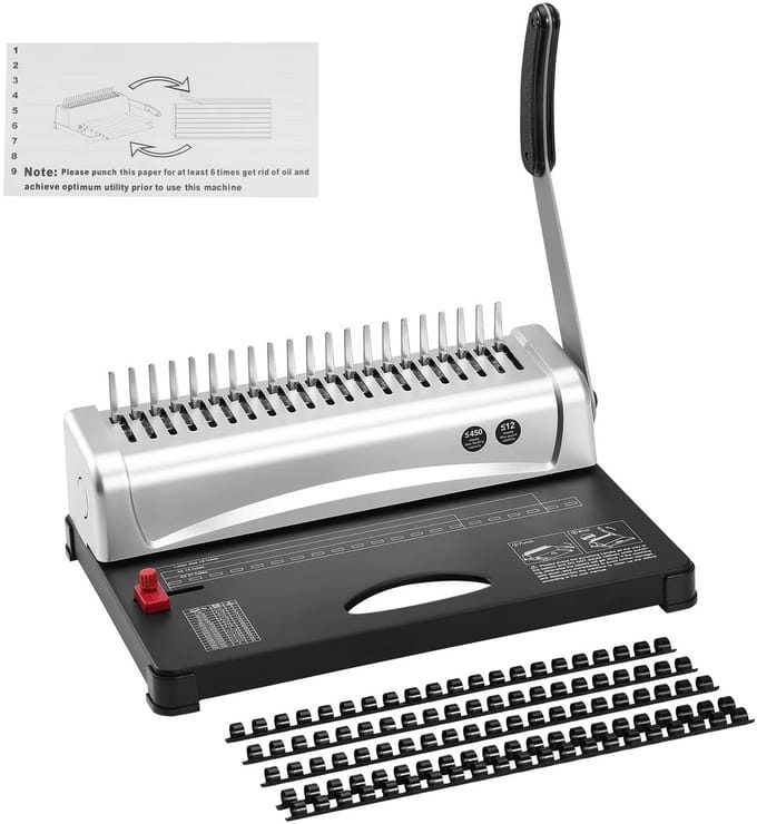 JOYNEXTBUY - Bindmachine - Inbindapparaat voor Documenten - Spiraalbindmachine - Inclusief Bindbruggen - Handmatige Binder voor A4