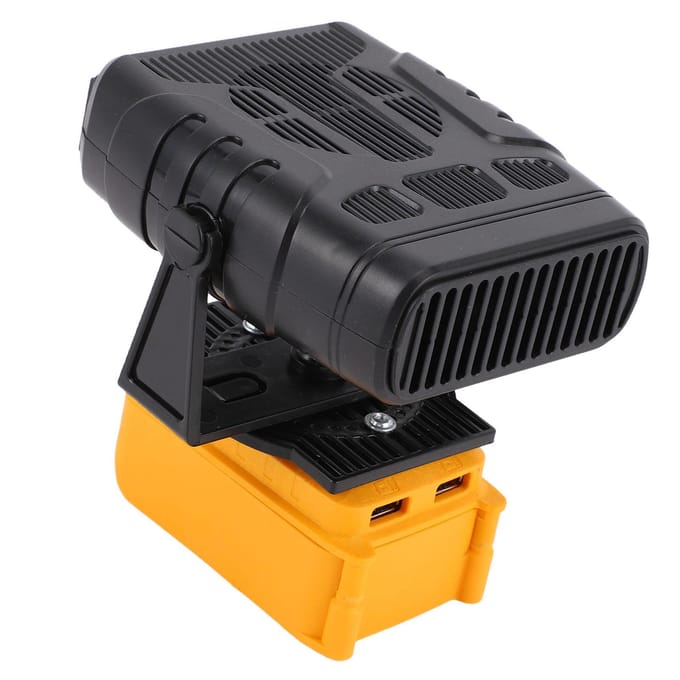 Draagbare Ruimteverwarmer Geschikt voor 208 Li-ion Batterij Slimme Constante Temperatuur Elektrische Kleine Verwarmer 200W 2 met 2 USB-uitgangen black