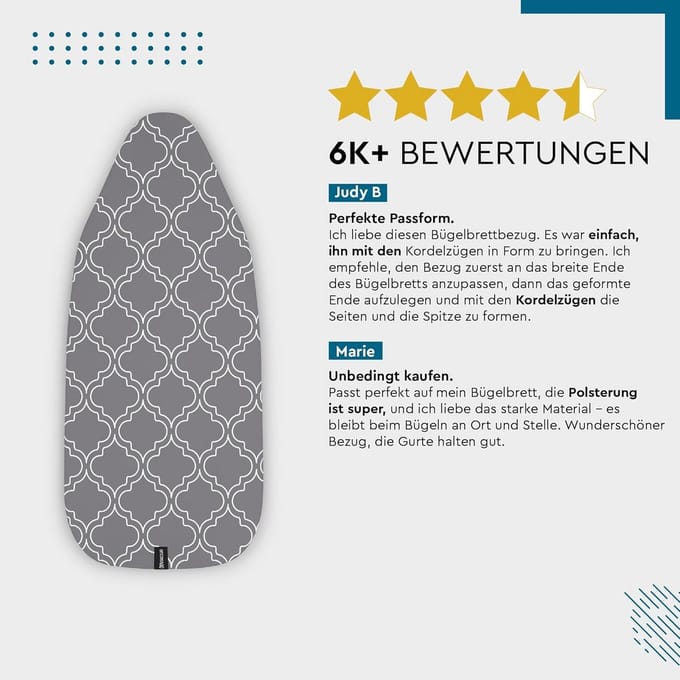 Strijkplankovertrek met 3mm Vilt, Trekkoord en Hittebestendig Katoen