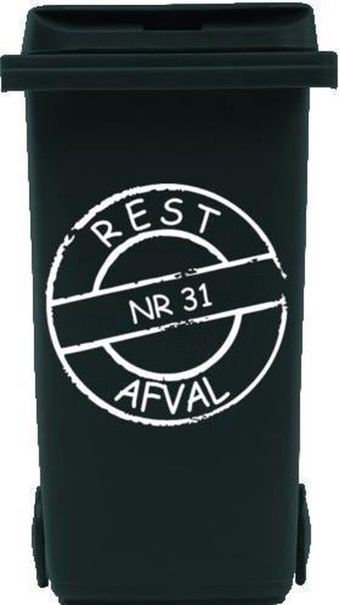 Sticker cirkel voor kliko container restafval met huisnummer | Rosami