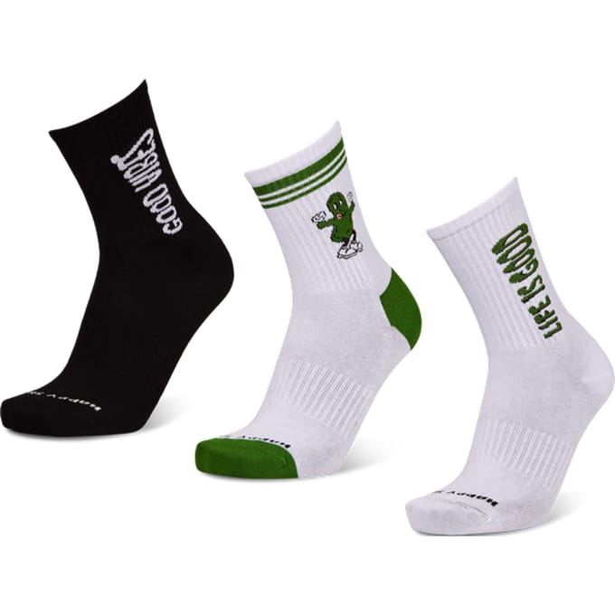 Happy Socks Crew 3 Pack Sokken Unisex - Wit - Maat 36-40 - Katoen