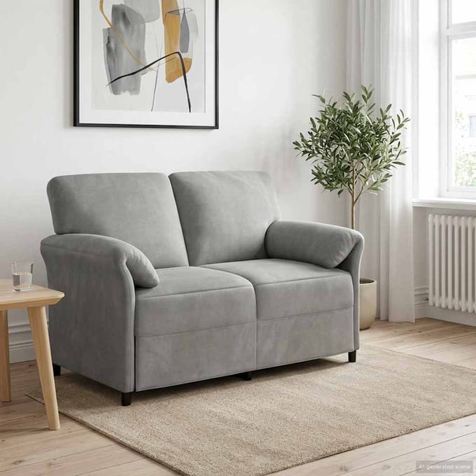 vidaXL - 2-Zits - Sofa - Lichtgrijs - 138 - x - 83 - x - 95 - cm - Fluweel
