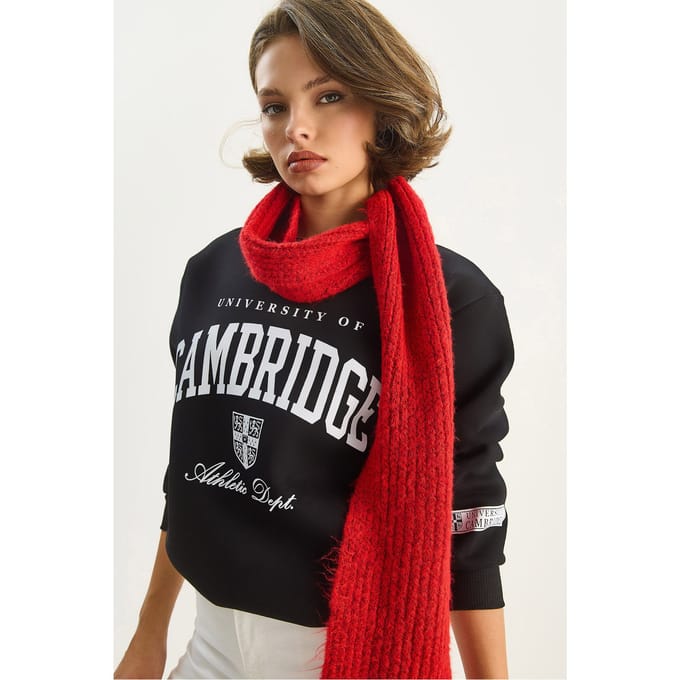 Geprinte Geribde Ronde Hals Sweater