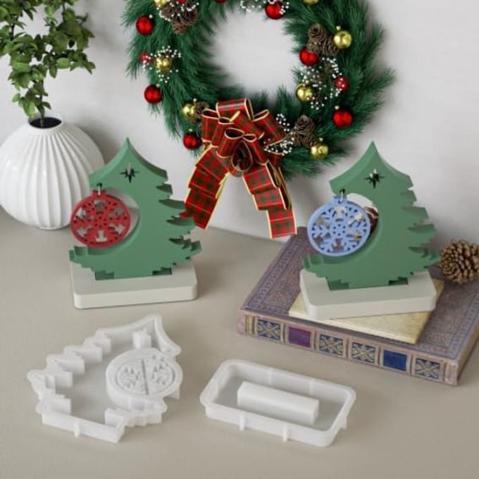 Set van 2 Siliconen Mallen voor Kerstboom - Ideaal voor Gips, Kaarsen en Creatieve Projecten