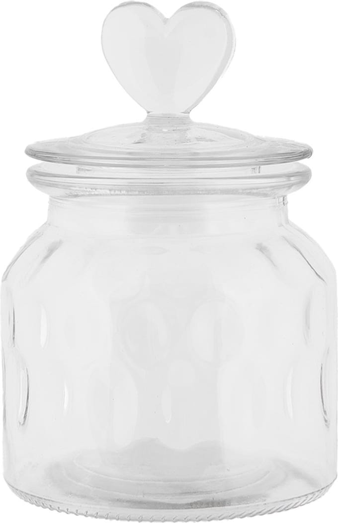 Clayre & Eef Voorraadpot Deksel Ø 11x16 cm Transparant Glas Hart