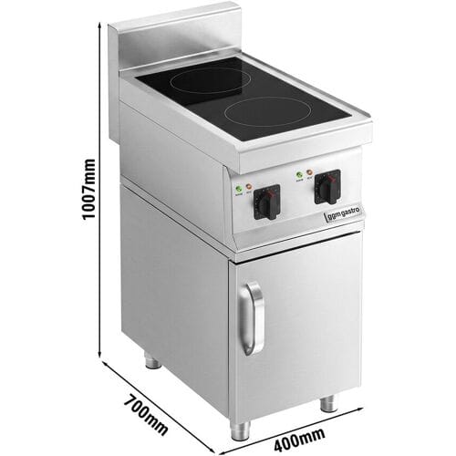 GGM Gastro Induktionsherd - 7 kW - 2 Kochfelder - inkl. Unterbau mit 1 Tür