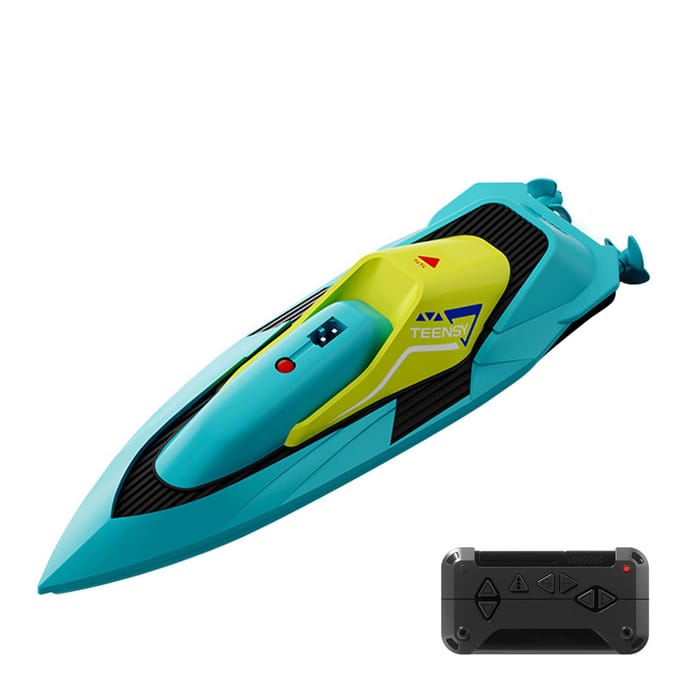 Afstandsbedieningsboot 2.4GHz Afstandsbedieningsschip Dubbele Propellermotor Vermogen Stunt Roll/Kapseizen Reset/Intelligente Waterscheidingsdetectie Speelgoed 1 battery blauw