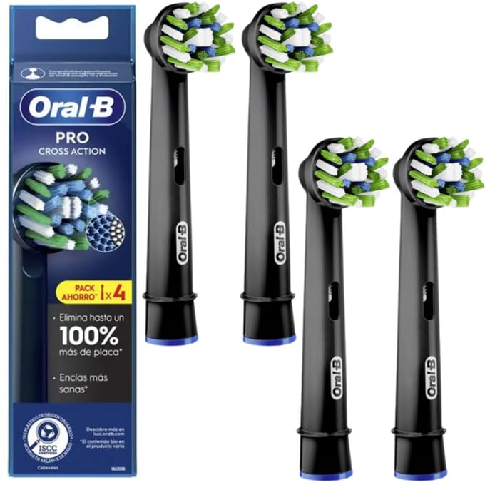 Oral-B CrossAction - Opzetborstels - 4 stuks - Zwart