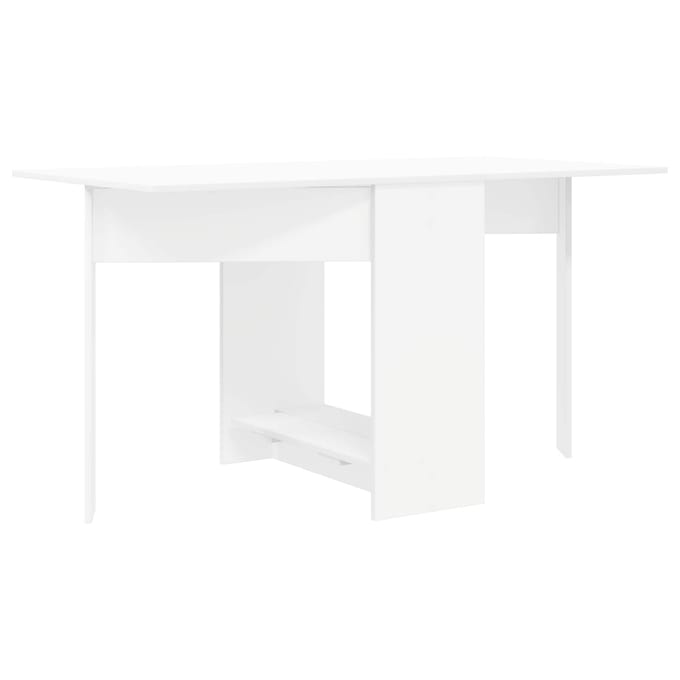 vidaXL - Eettafel - 138 - x - 70 - x - 73,5 - cm - Bewerkt - hout - Wit - Rechthoekig