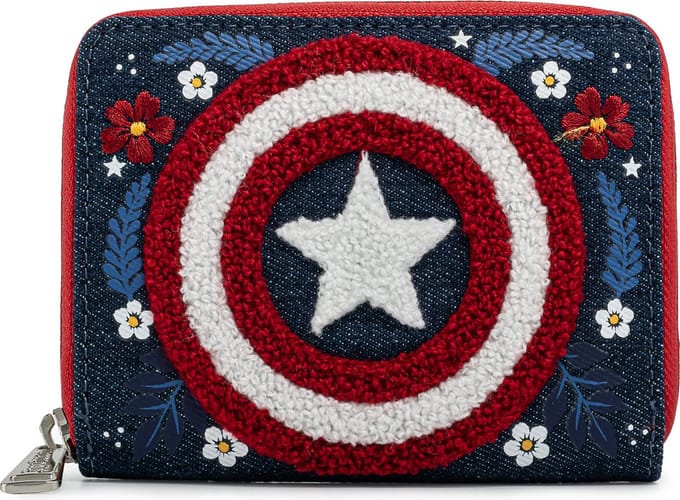Loungefly: Marvel Captain America80ste Verjaardag Bloemen Schild Ritssluiting Portemonnee