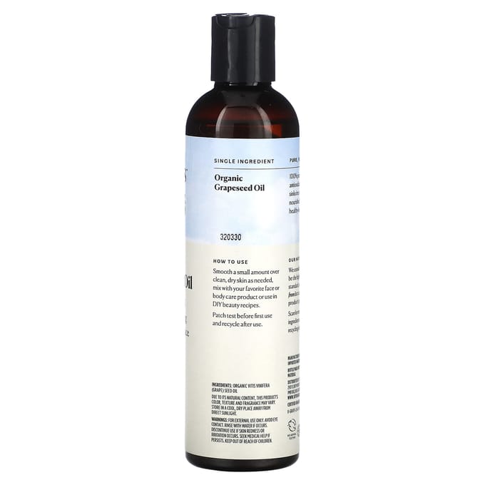 Sky Organics, Druivenpitolie, 100% Puur en Natuurlijk, 8 fl oz (236 ml) white