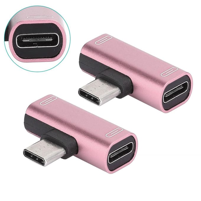 2PCS Convertisseur TypeC Splitter Double 2 en 1 vers Casque USB o Adaptateur Chargeur Rose(Rose ) rouge