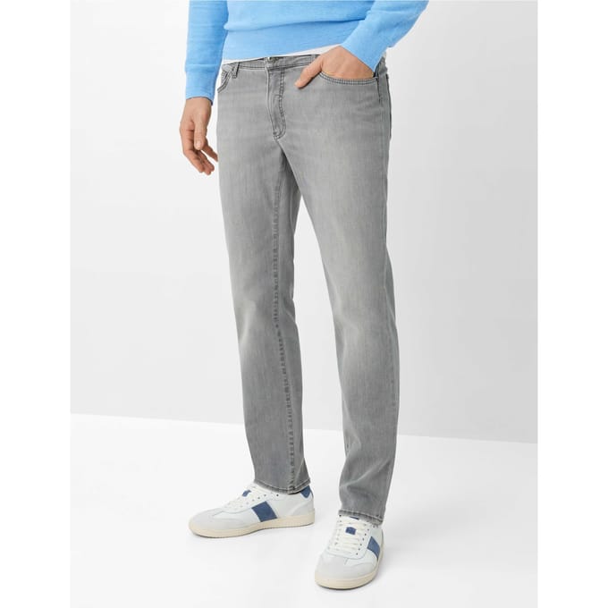 Brax Heren Jeans  Style CHUCK STONE GREY USED, denim lichtgrijs, maat 40/32