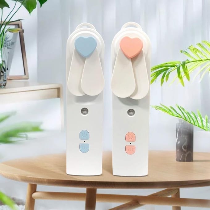1 Stuks Multifunctioneel Draagbaar 2-in-1 Mini Ventilator Luchtbevochtiger USB Oplaadbaar Handheld Ventilator Waternevel Mist Ventilator Gezichtsstomer Lucht wit