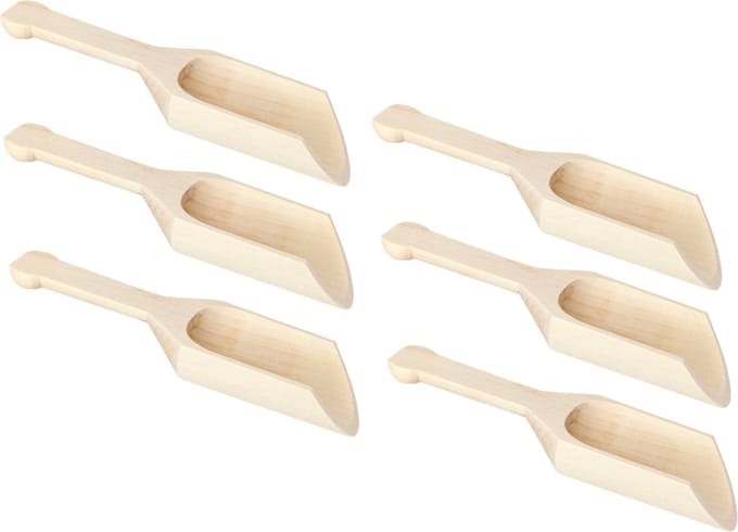 Chaks Schep lepeltjes - 6x - hout - beige - 17 x 6 cm